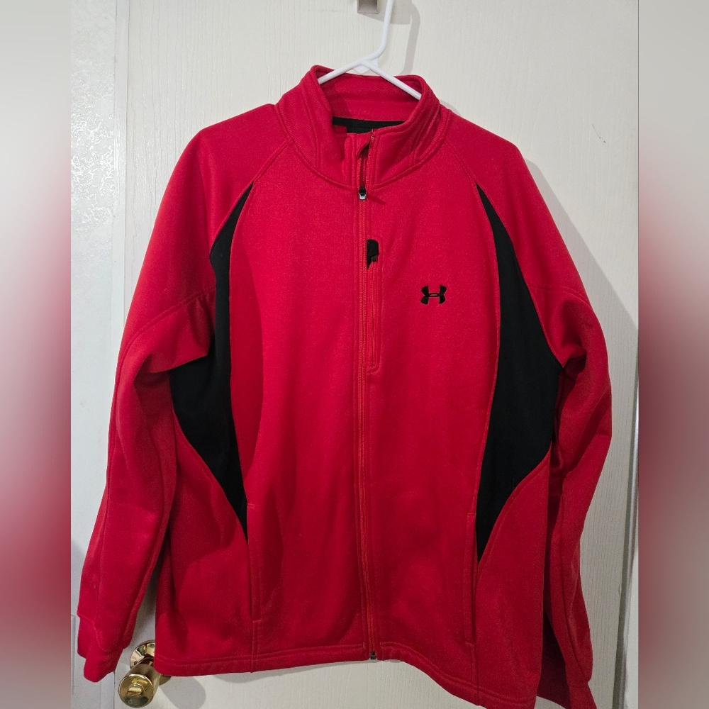 Large Under Armour Red Ans Black Full Zip Jacket.